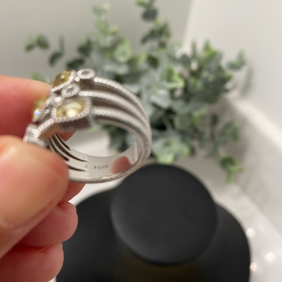 Judith Ripka Sterling Silver Three Row Band - Picture 9 of 12